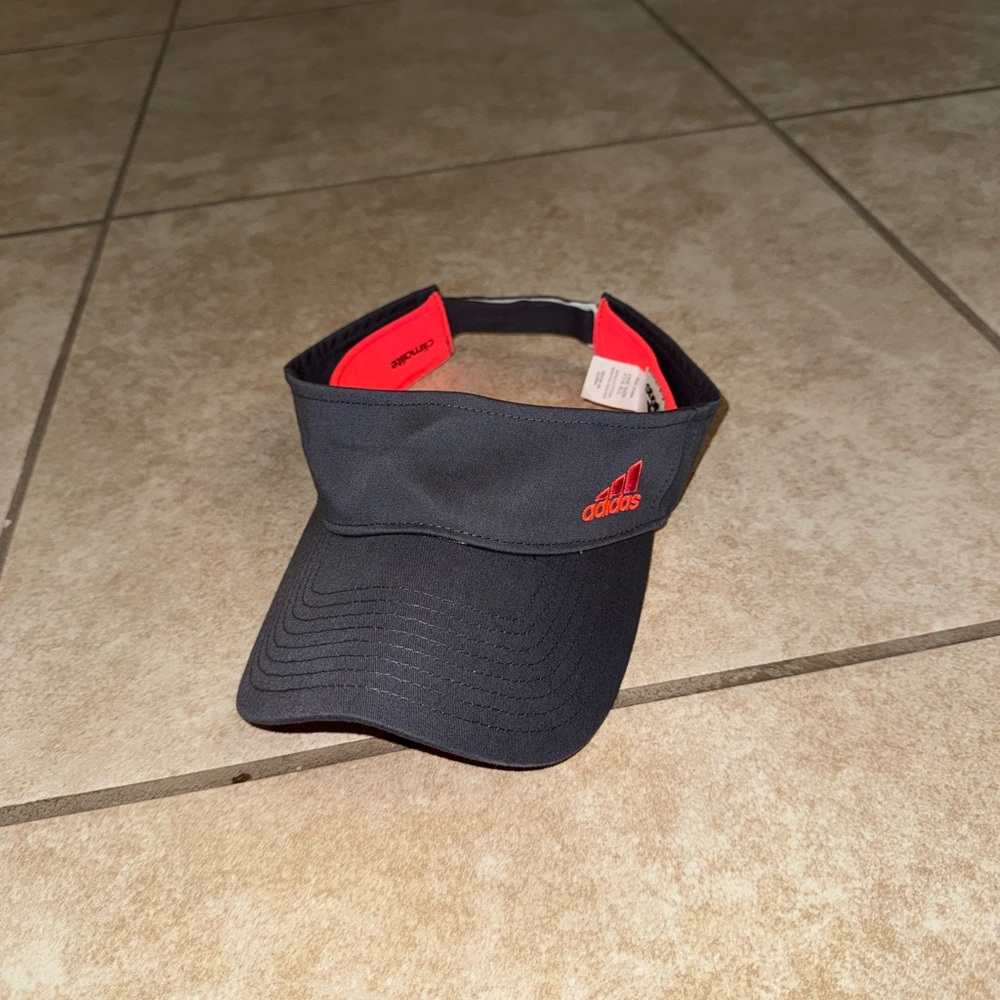 Adidas Vintage OG Dark Grey Red Sports Visor Hat